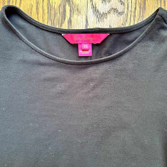 Lilly Pulitzer Leonie Ruffled Tiered Sleeve Dress in Onyx Black Stretch Size XS - Picture 6 of 8